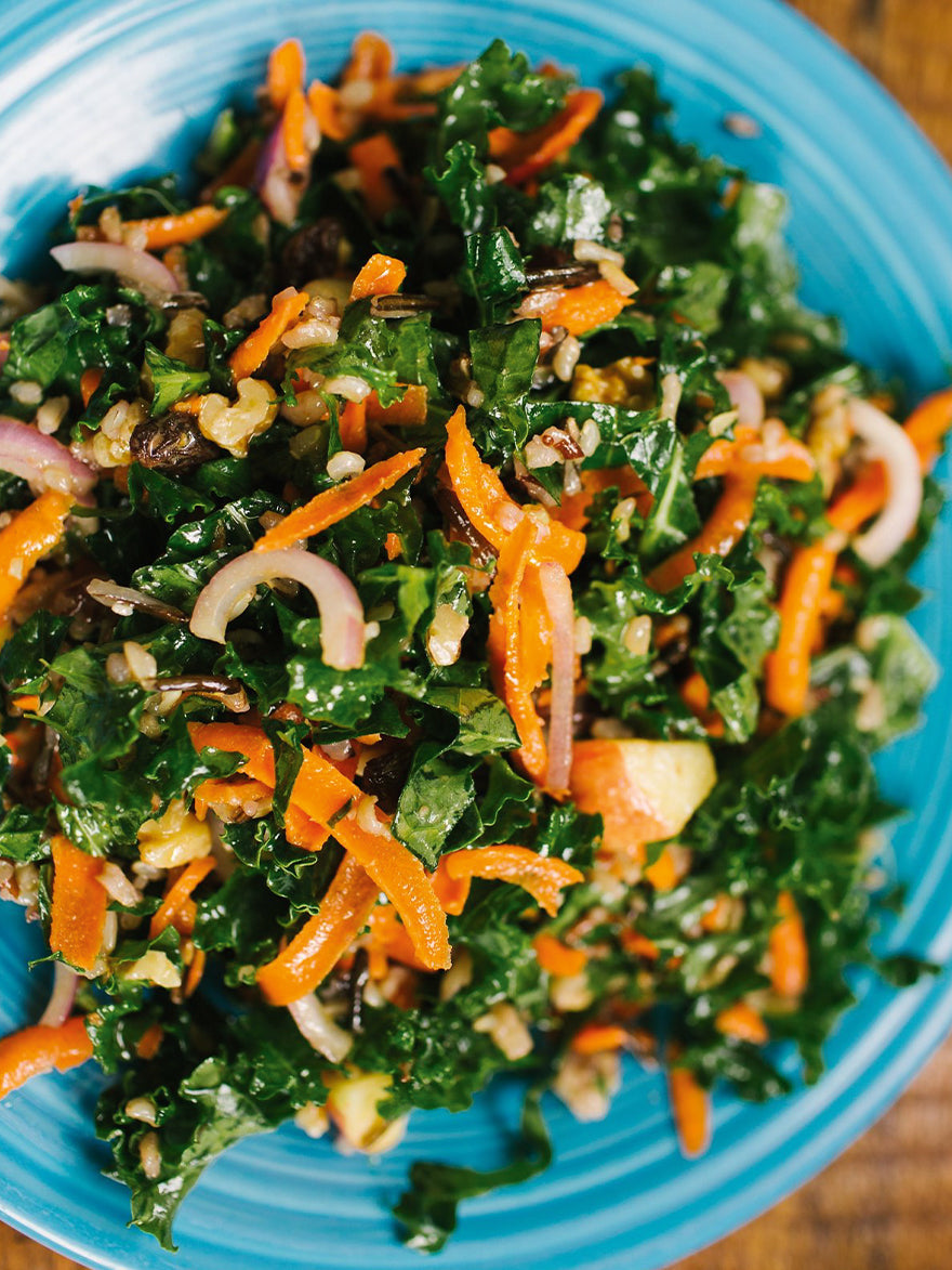 Harvest Kale Salad with Maple Balsamic Vinaigrette