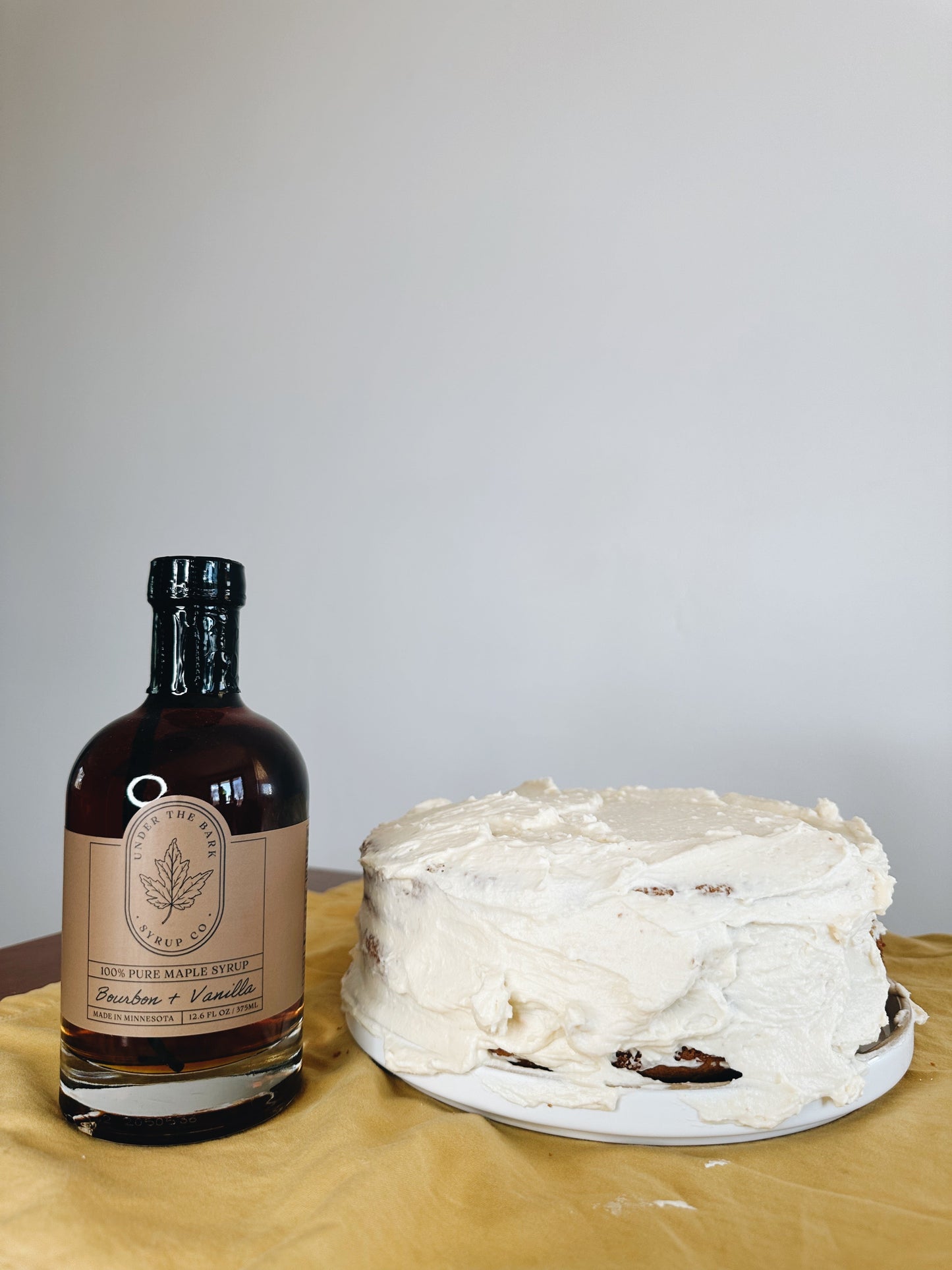 Carrot Cake with Bourbon & Vanilla Maple Cream Cheese Frosting